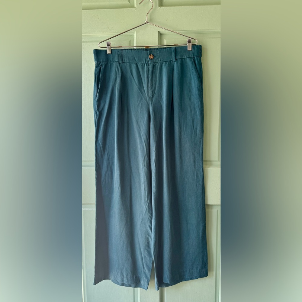 Torrid Blue Linen-Blend Pants